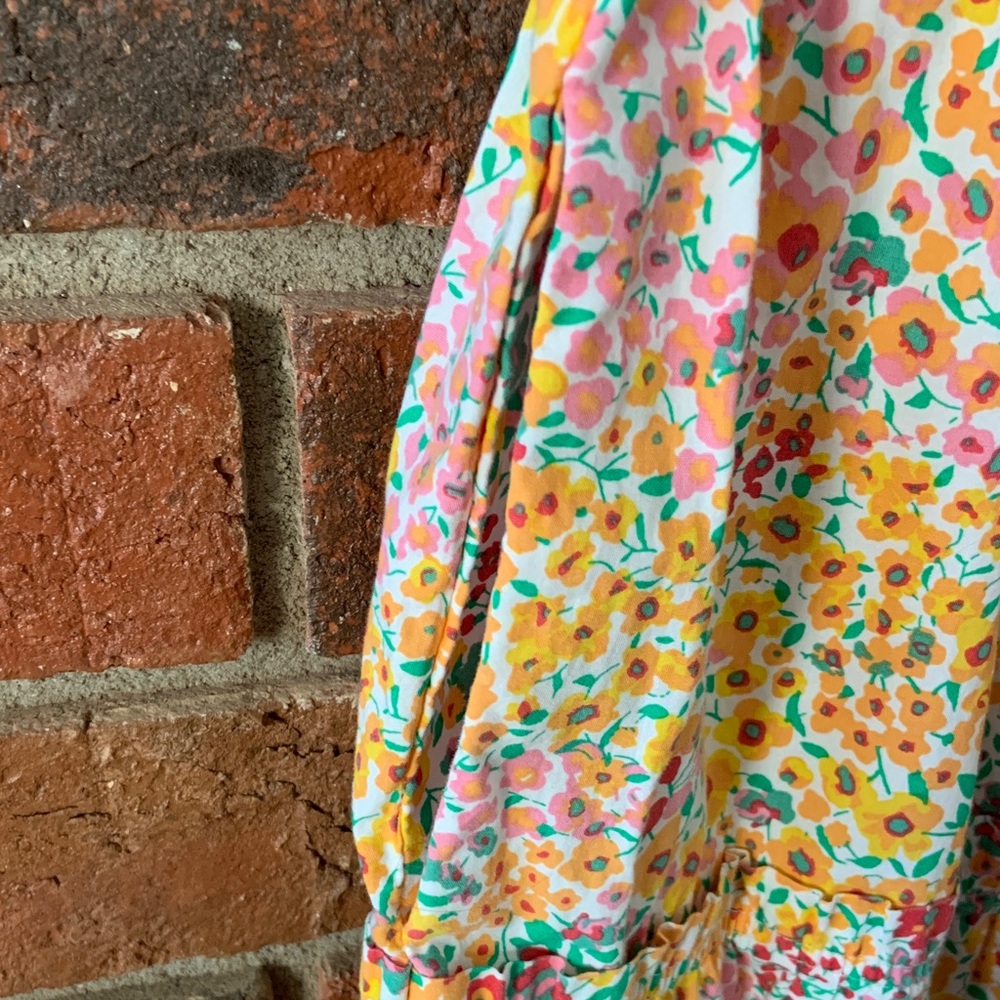 J. Crew Factory Yellow Multicolor Floral Sleeveless Cotton Dress - Picture 6 of 10